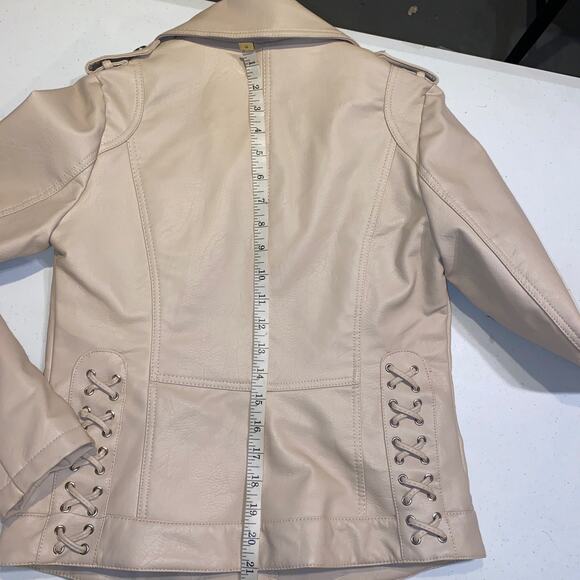 Steve Madden Faux Leather Jacket Beige size S/P - Picture 10 of 14